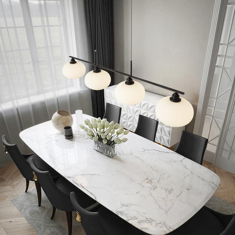 Valentina Modern LED Pendelleuchte Schwarz/Gold Esszimmer Esstisch Metall&Glas 3/4-Flammig 100CM/135CM Lang