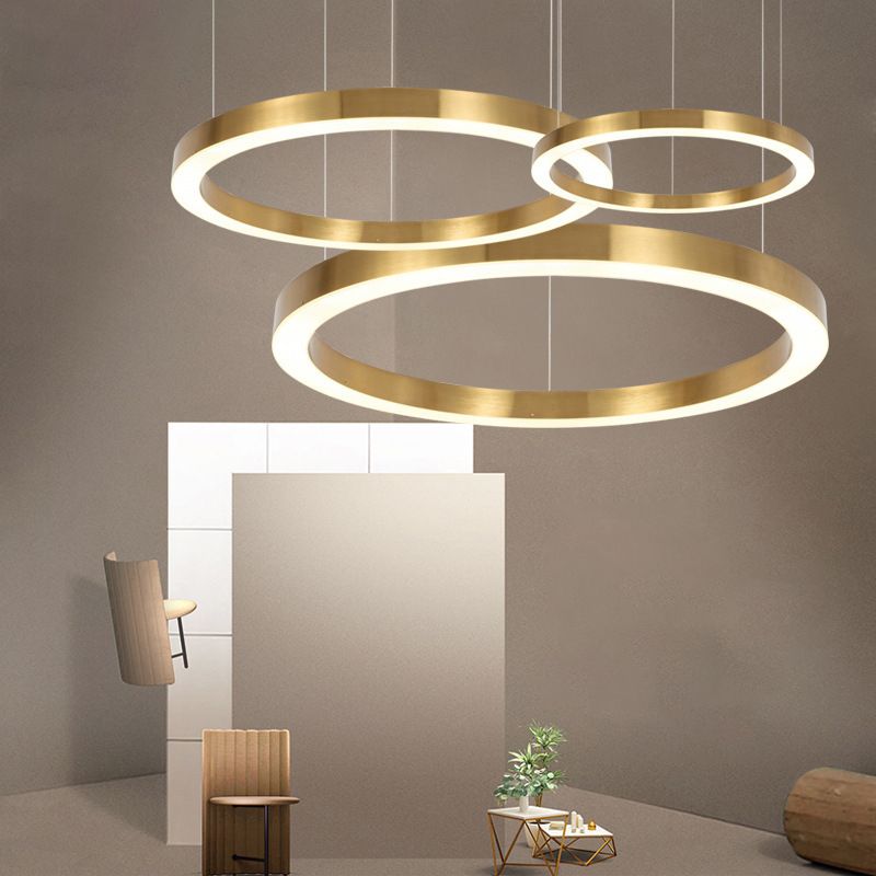 Arisha Modern Pendelleuchte Ring Wohnzimmer Schlafzimmer, Gold, Metall Acryl
