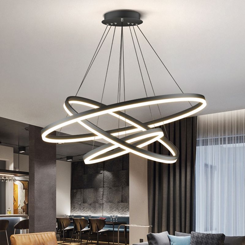 Arisha Modern 3-Ringe LED Pendelleuchte Schwarz Wohn/Schlaf/Esszimmer