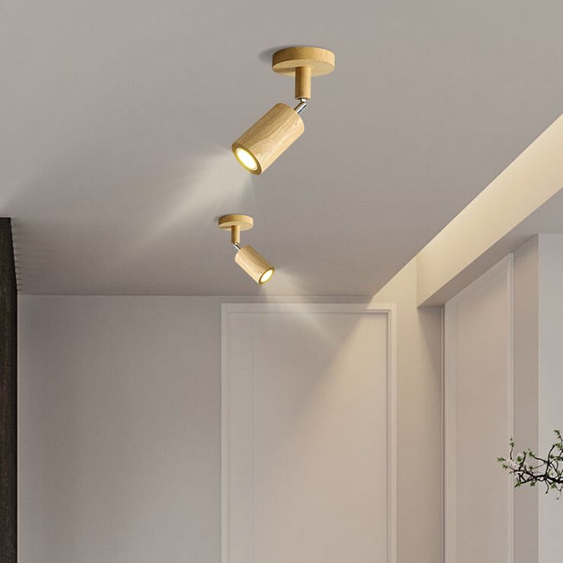 Muto Modern LED Deckenstrahler Zylinder Wohnzimmer Schlafzimmer, 3 Farben, Metall Holz