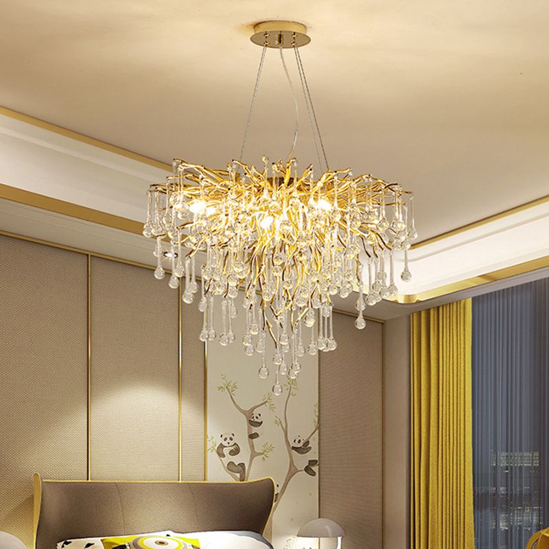 Arisha Design LED Kronleuchter Quastenförmige Gold Wohn/Schlaf/Esszimmer Metall&Kristall ∅60CM/80CM/100CM