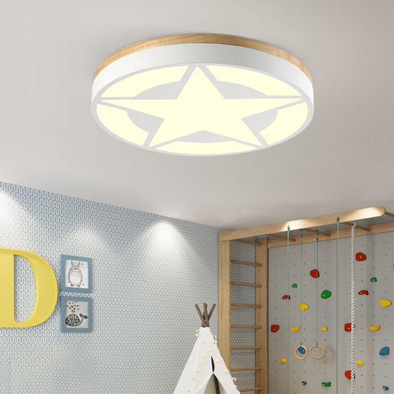 Arisha Modern Stern LED Deckenleuchte Weiß/Grün/Grau Wohn/Schlafzimmer Metall&Holz ∅46CM