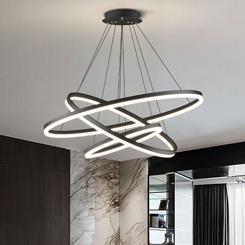 Arisha Modern 3-Ringe LED Pendelleuchte Schwarz Wohn/Schlaf/Esszimmer