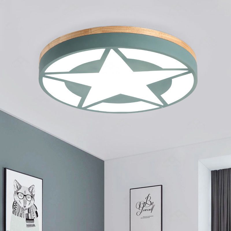 Arisha Modern Stern LED Deckenleuchte Weiß/Grün/Grau Wohn/Schlafzimmer Metall&Holz ∅46CM