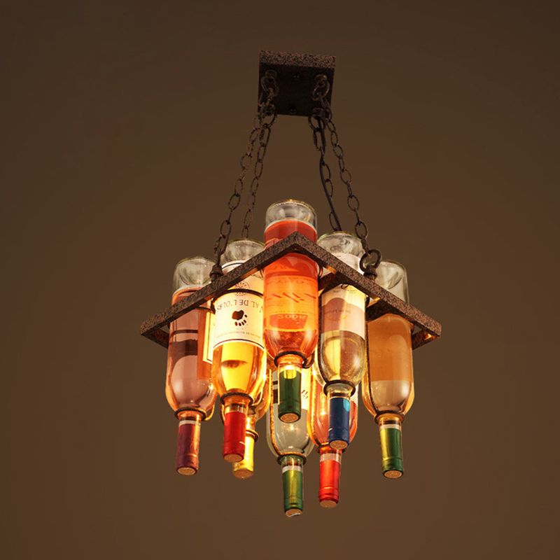 Valentina Antik Pendelleuchte, Weinflasche, Metall/Glas, Farbenfroh, Schlafzimmer
