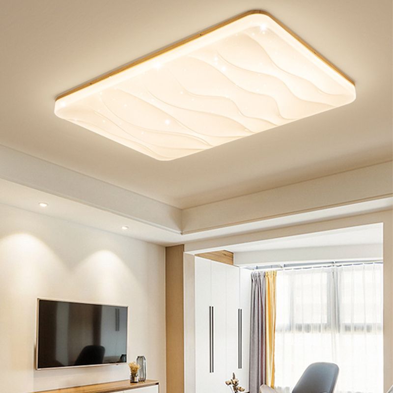 Muto Minimalistisch Geometrische LED Deckenleuchte Weiß Schlafzimmer Holz Acryl 3 Stile