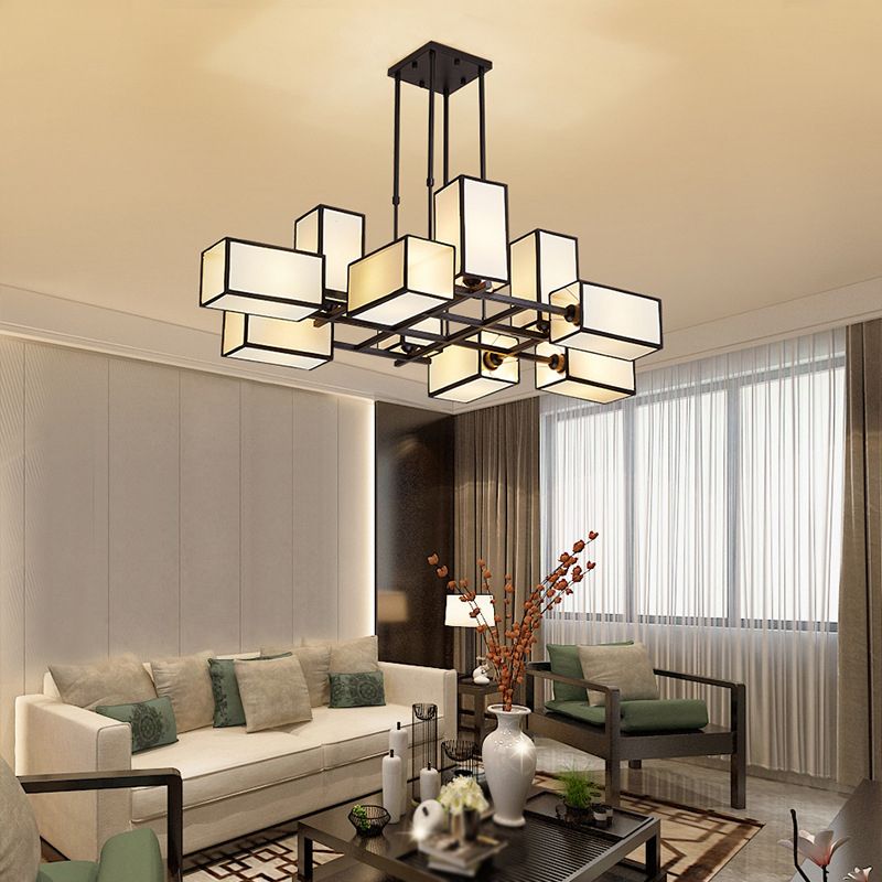 Lacey Design LED Kronleuchte Schwarz/Gold Wohnzimmer/Schlafzimmer Metall Textil