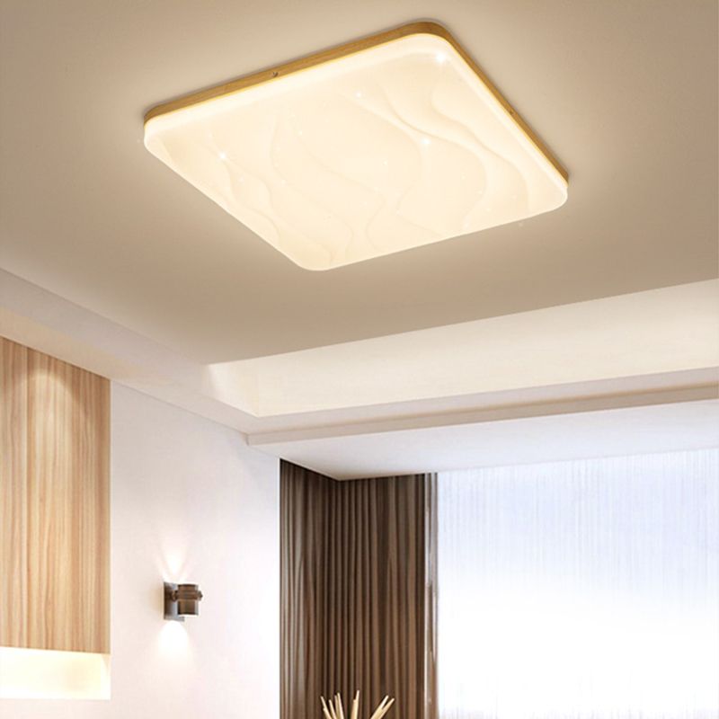 Muto Minimalistisch Geometrische LED Deckenleuchte Weiß Schlafzimmer Holz Acryl 3 Stile