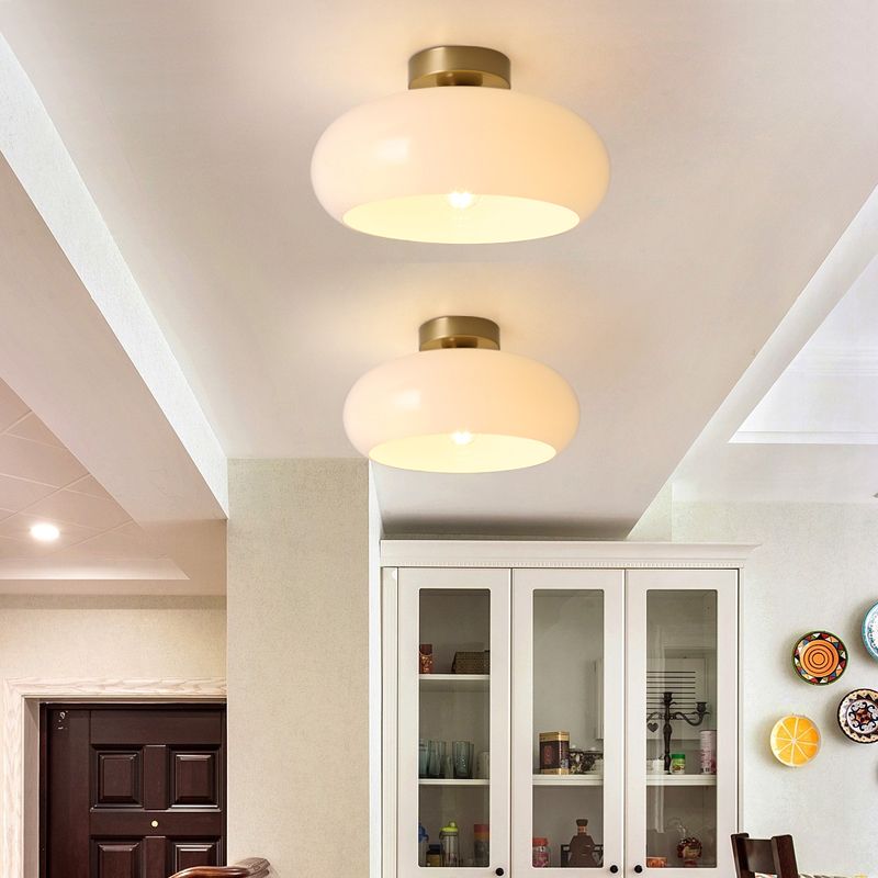 Valentina Modern LED Deckenleuchte Rund Weiß Schlaf/Wohnzimmer/Küche Metall/Glas
