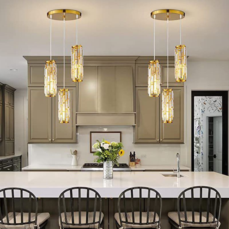 Kristy Design Clusterförmig LED Pendelleuchte Schwarz/Gold Esszimmer Esstisch Kristall 1/3/4-flammig