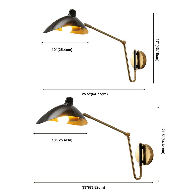 Silva Industrieller LED Wandleuchte Schwarz/Gold Bade/Wohnzimmer Metall
