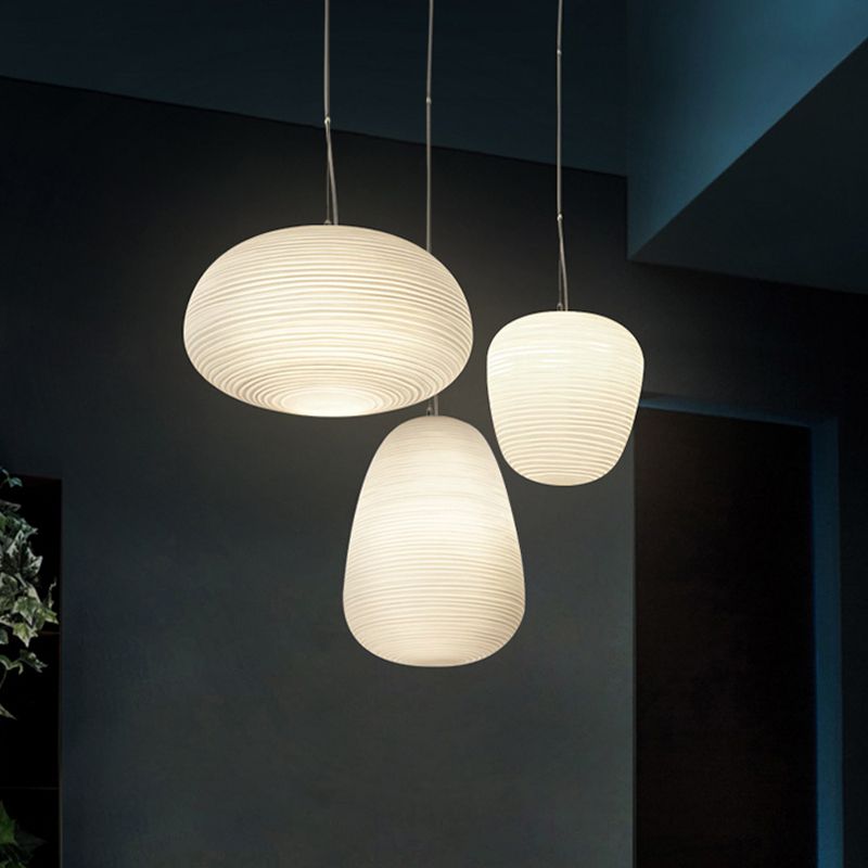 Ritta Designer Einfache LED Pendelleuchte Weiß Schlafzimmer Glas/Metall 3 Größen-Letslighting