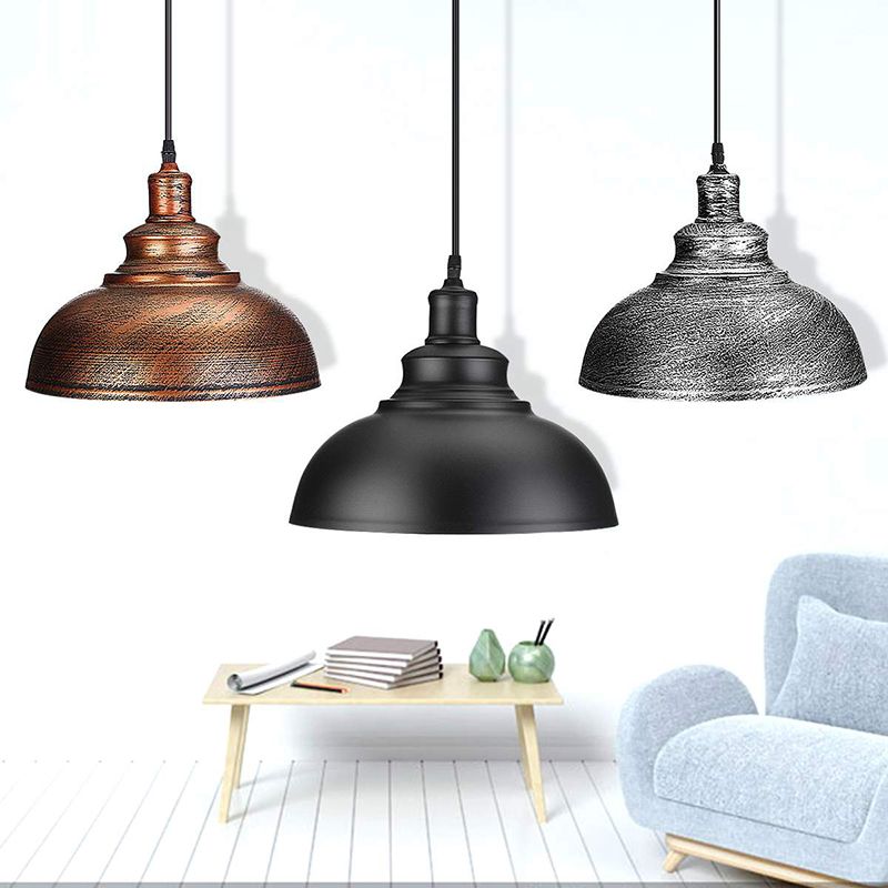Kristy Industrial Pendelleuchte, Kuppel, Metall, Schwarz/Weiß/Kupfer/Grau, Schlafzimmer