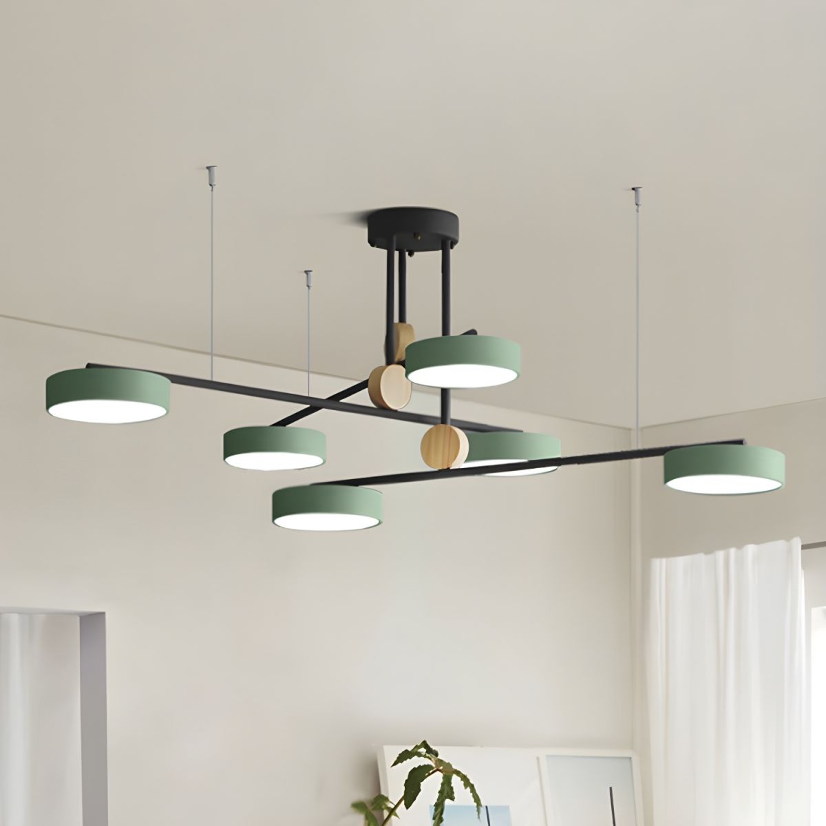 Avi Nordisch Rund LED Kronleuchter Grau/Grün Metall Wohnzimmer-Letslighting