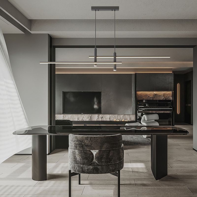 Arisha Minimalistisch Linear Pendelleuchte Schwarz/Gold Schlaf/Ess/Wohnzimmer