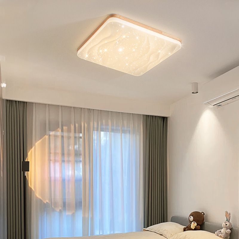 Muto Minimalistisch Geometrische LED Deckenleuchte Weiß Schlafzimmer Holz Acryl 3 Stile