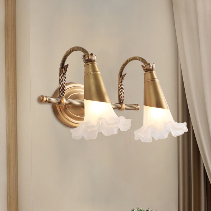 Arisha Nordique Retro Blume Metall/Glas Wandlampe, Gold