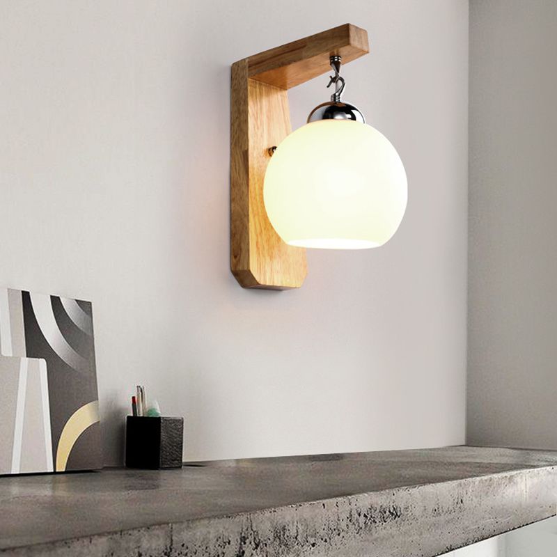 Muto Waschtisch-Wandleuchte, Holz & Glas