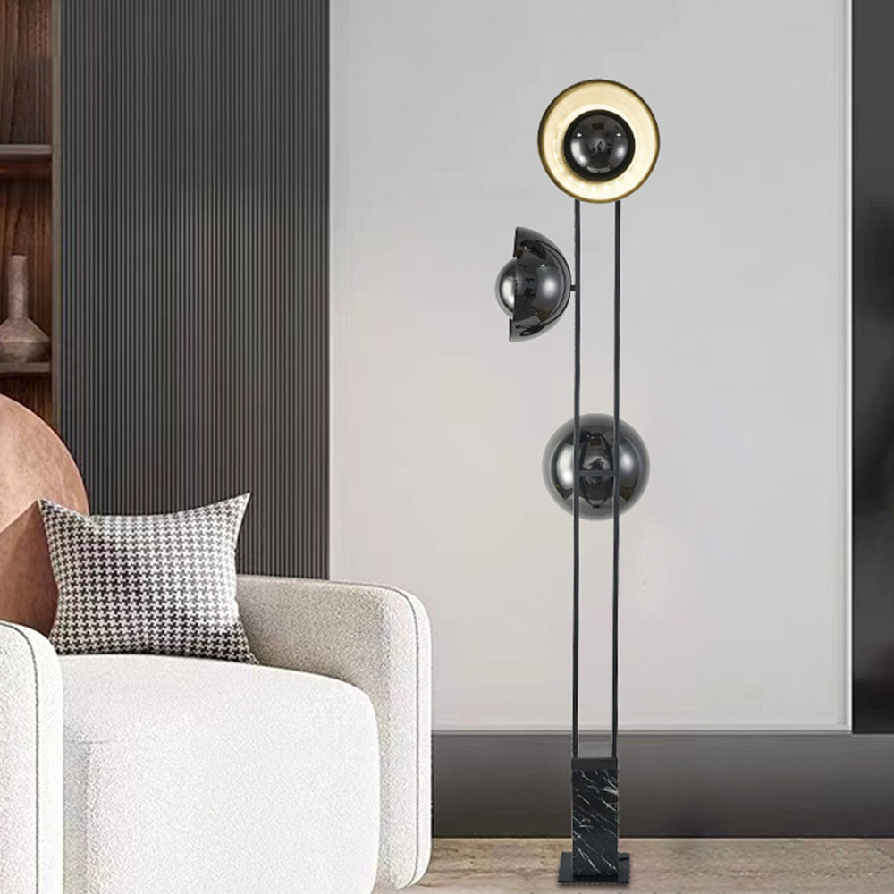 Mira Modern Minimalist 3 Fliammig Stehleuchte, Metall & Marmor