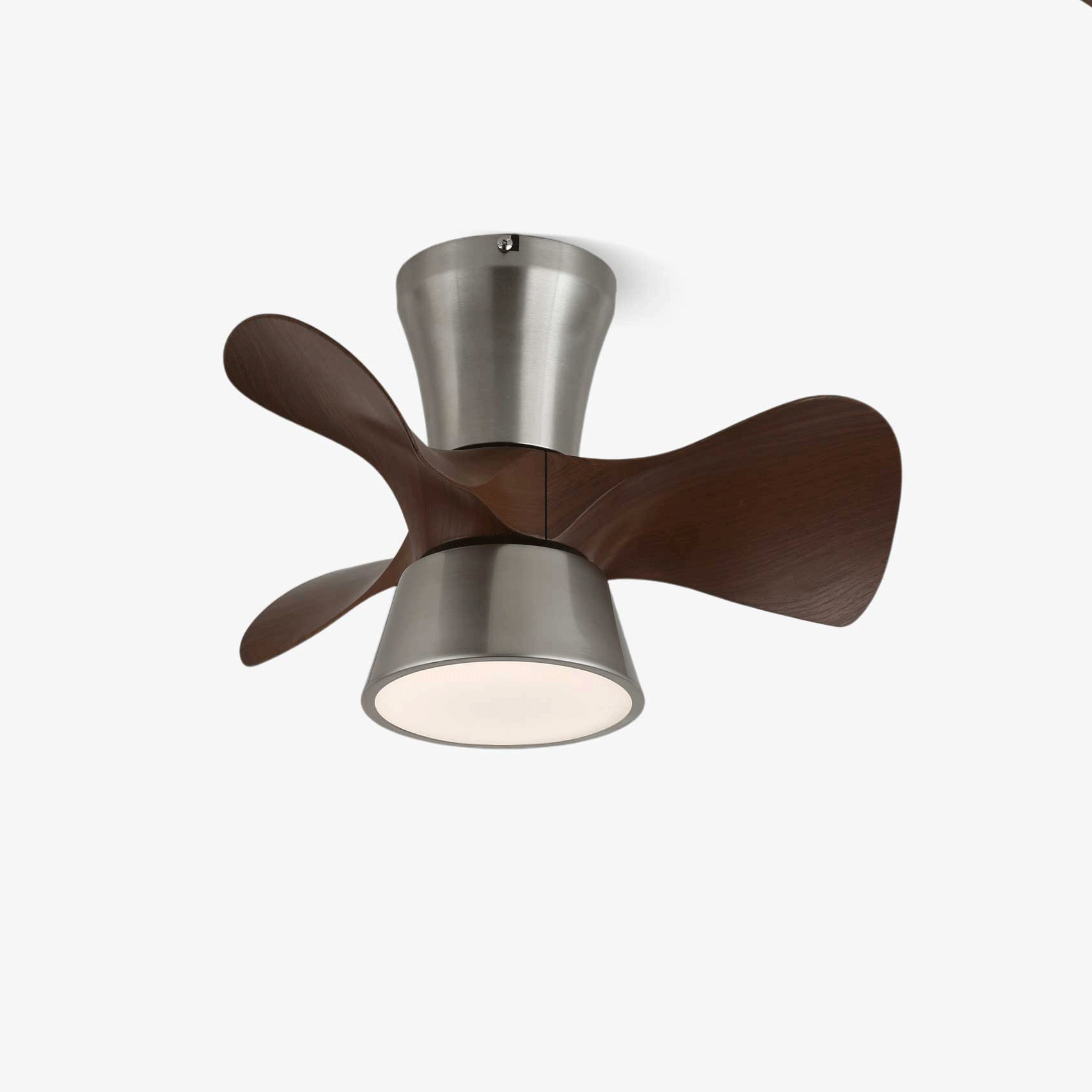 Nera Moderner Holz-Deckenventilator mit Beleuchtung, Vorderansicht