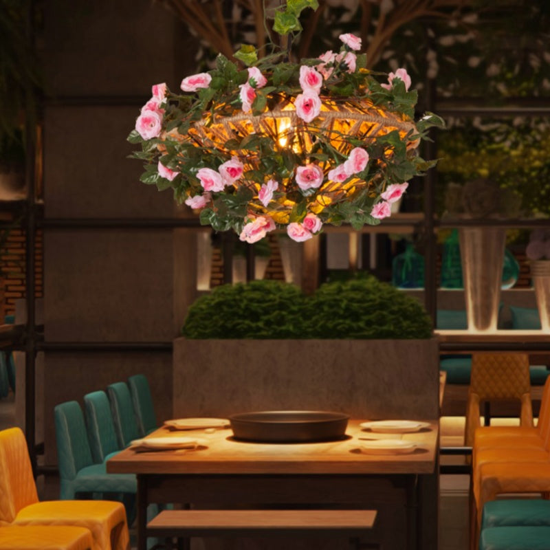 Valentina Retro LED Pendelleuchte Rattan Restaurant Schlafzimmer