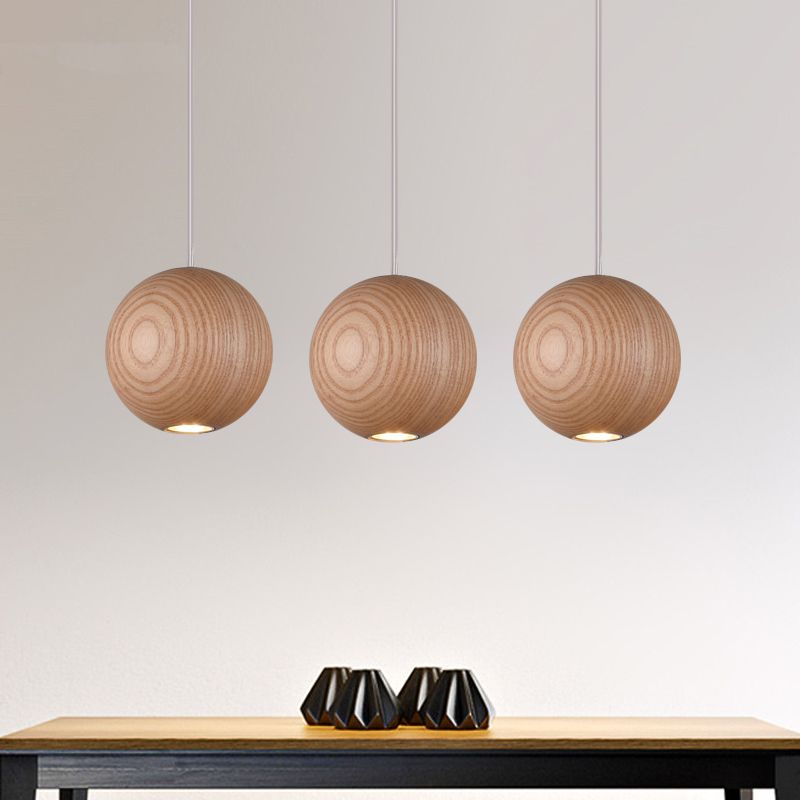 Muto Pendelleuchte Kugel Braun Wohn/Schlaf/Esszimmer Holz Cluster 1/7/10/16-flammig