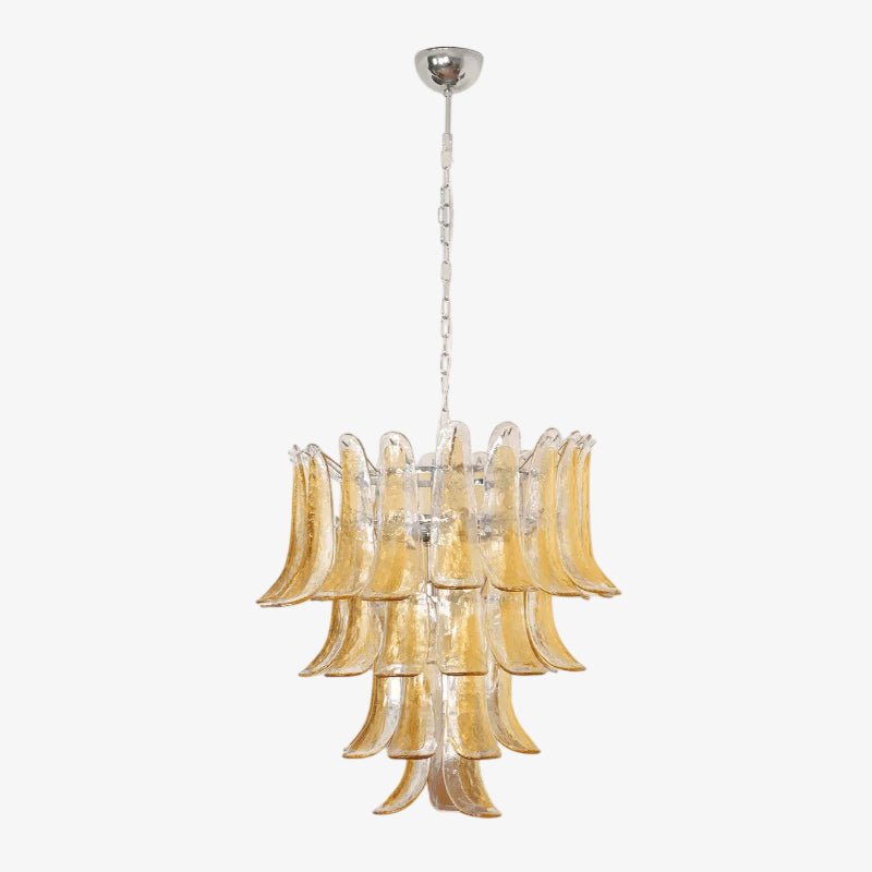Aurora Chandelier Amber Lily Murano Glass Layered Centerpiece - Neutralighting