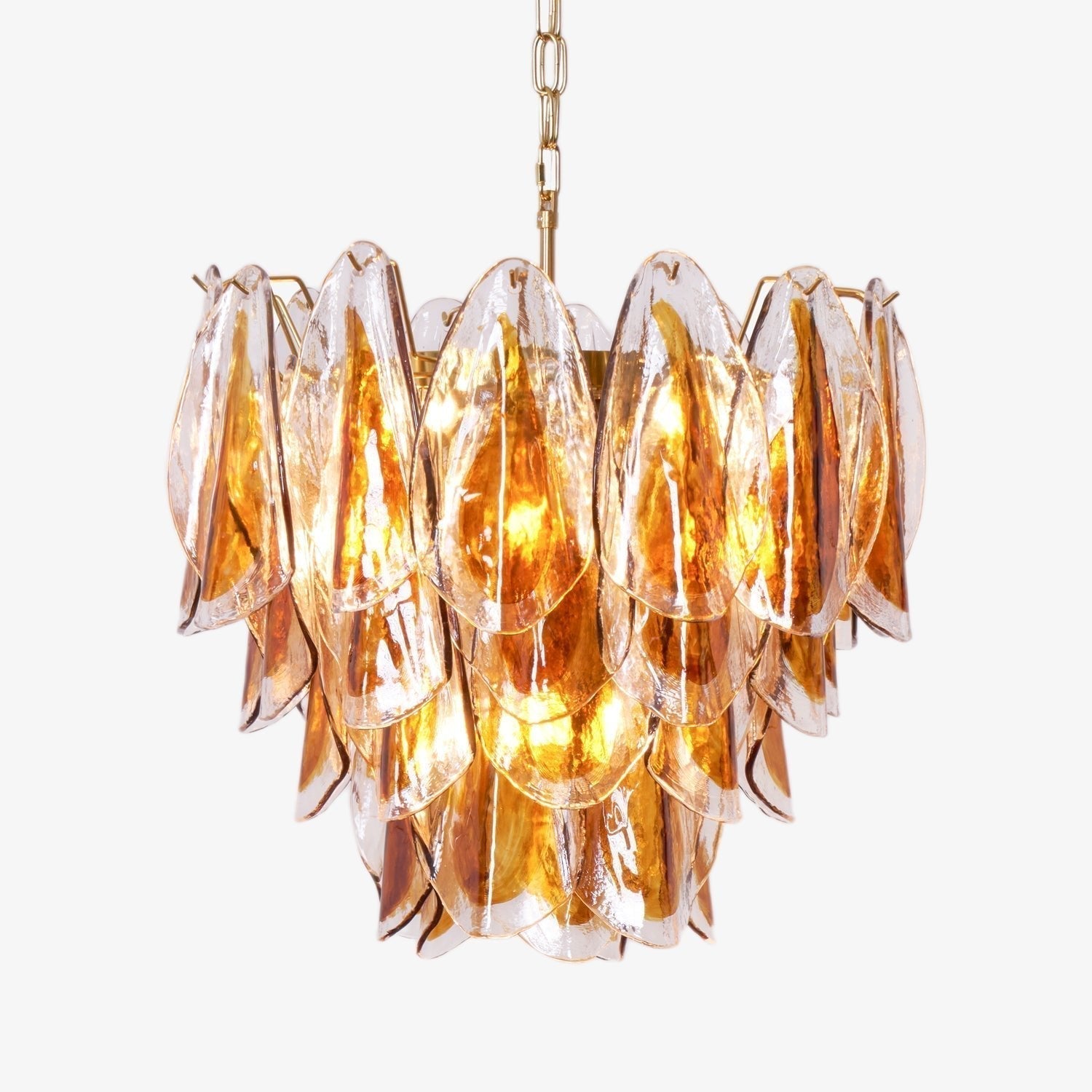 Aurora Chandelier Amber Leaf Glass Layered Organic Warmth - Neutralighting