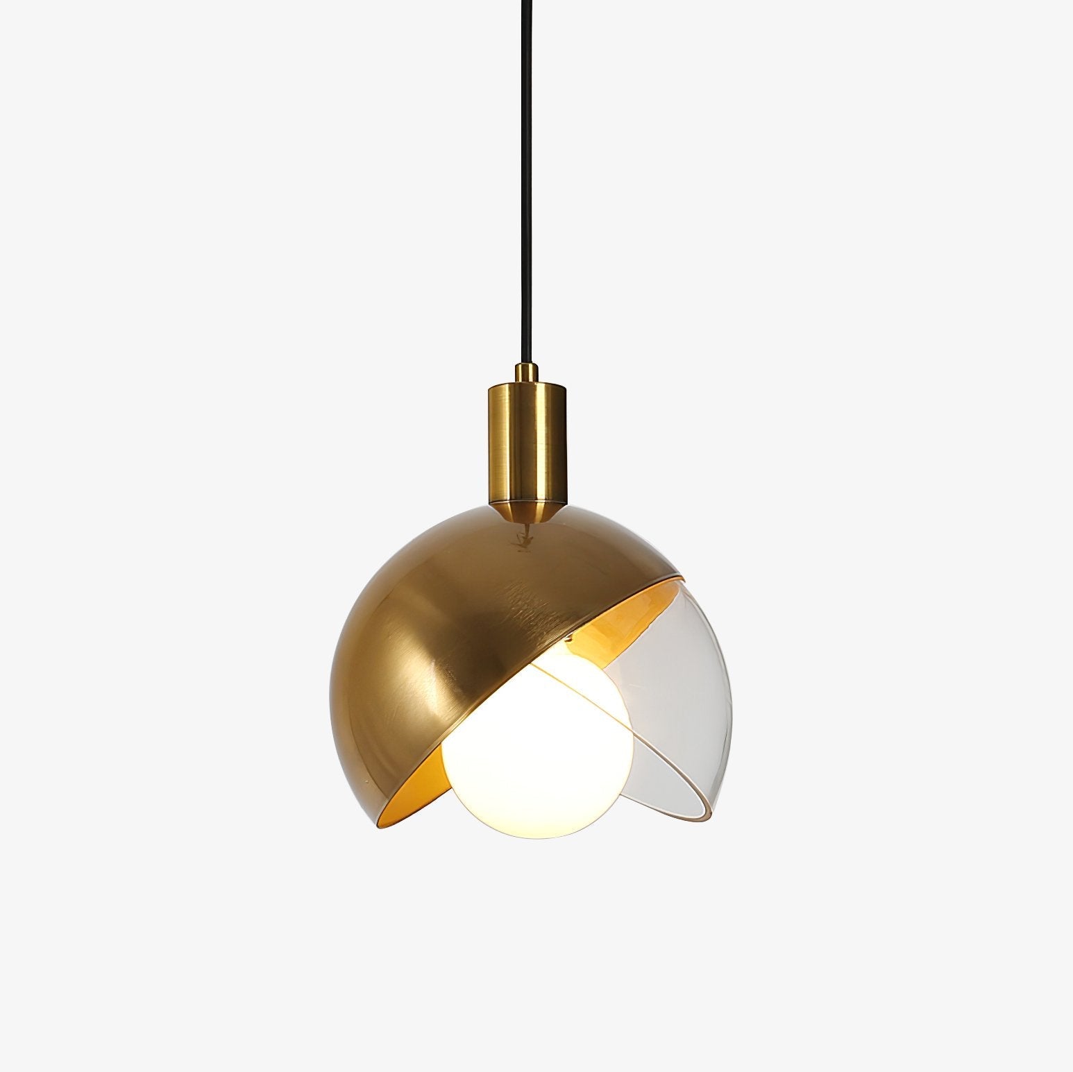 Solara Pendelleuchte Messing Glas Halbkugel Mid-Century-Letslighting