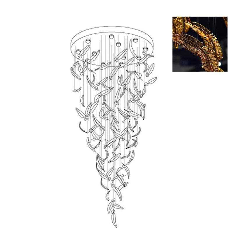 Aetherial Glass Leaf Chandelier - Blowlighting