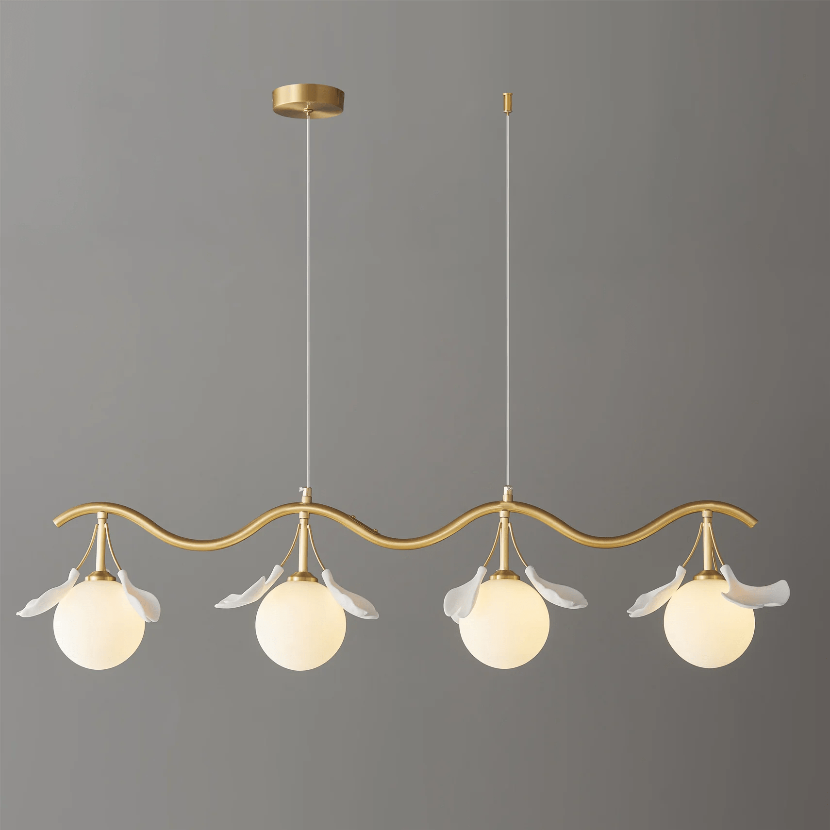 Olivia Keramik Gingko Blume Messing Kronleuchter-Letslighting