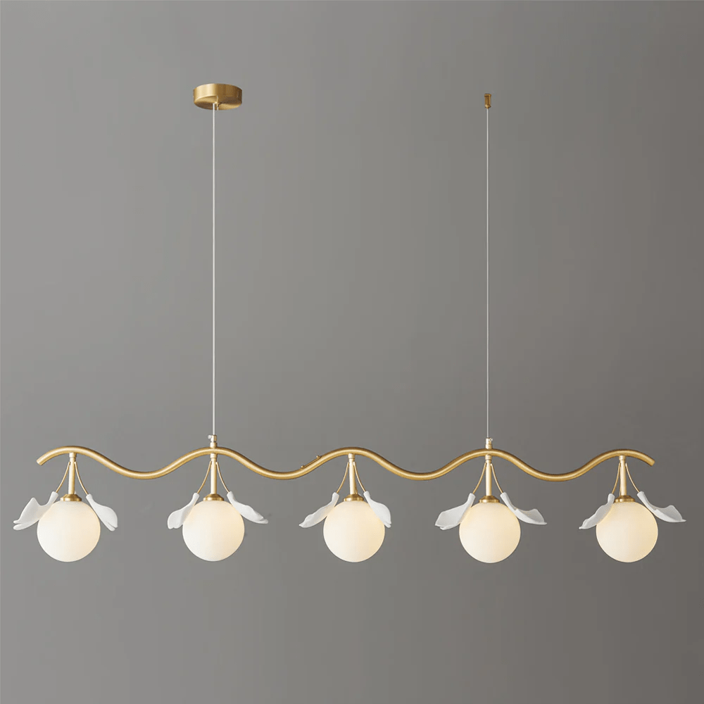 Olivia Keramik Gingko Blume Messing Kronleuchter-Letslighting
