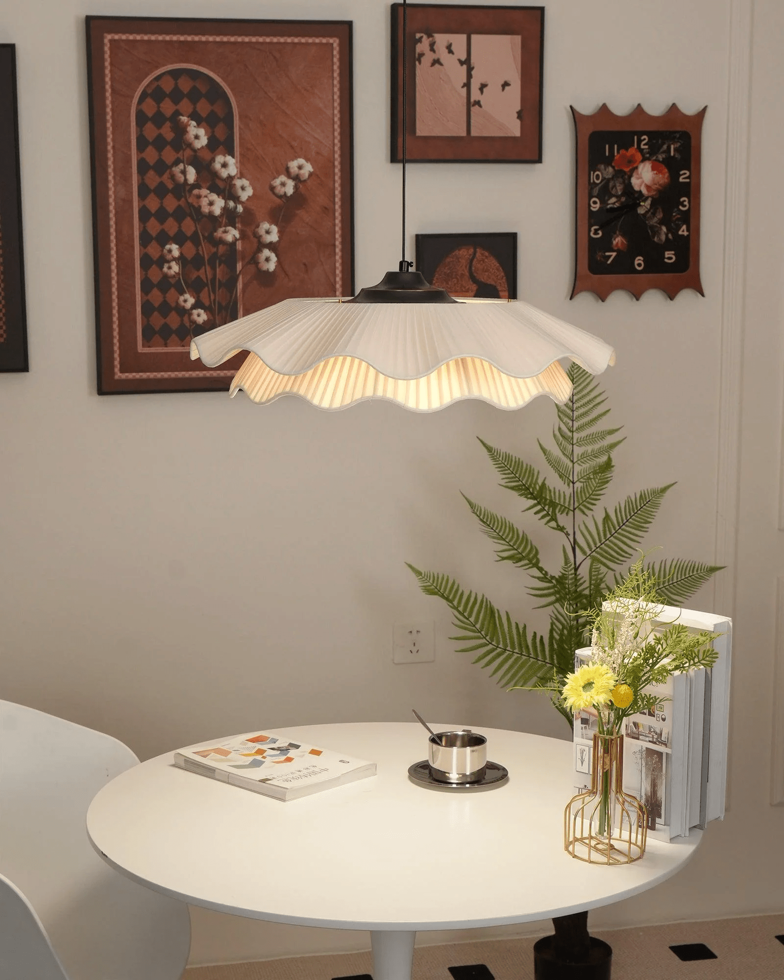 Ellorel Eleganz Welle Messing Stoff Pendelleuchte-Letslighting