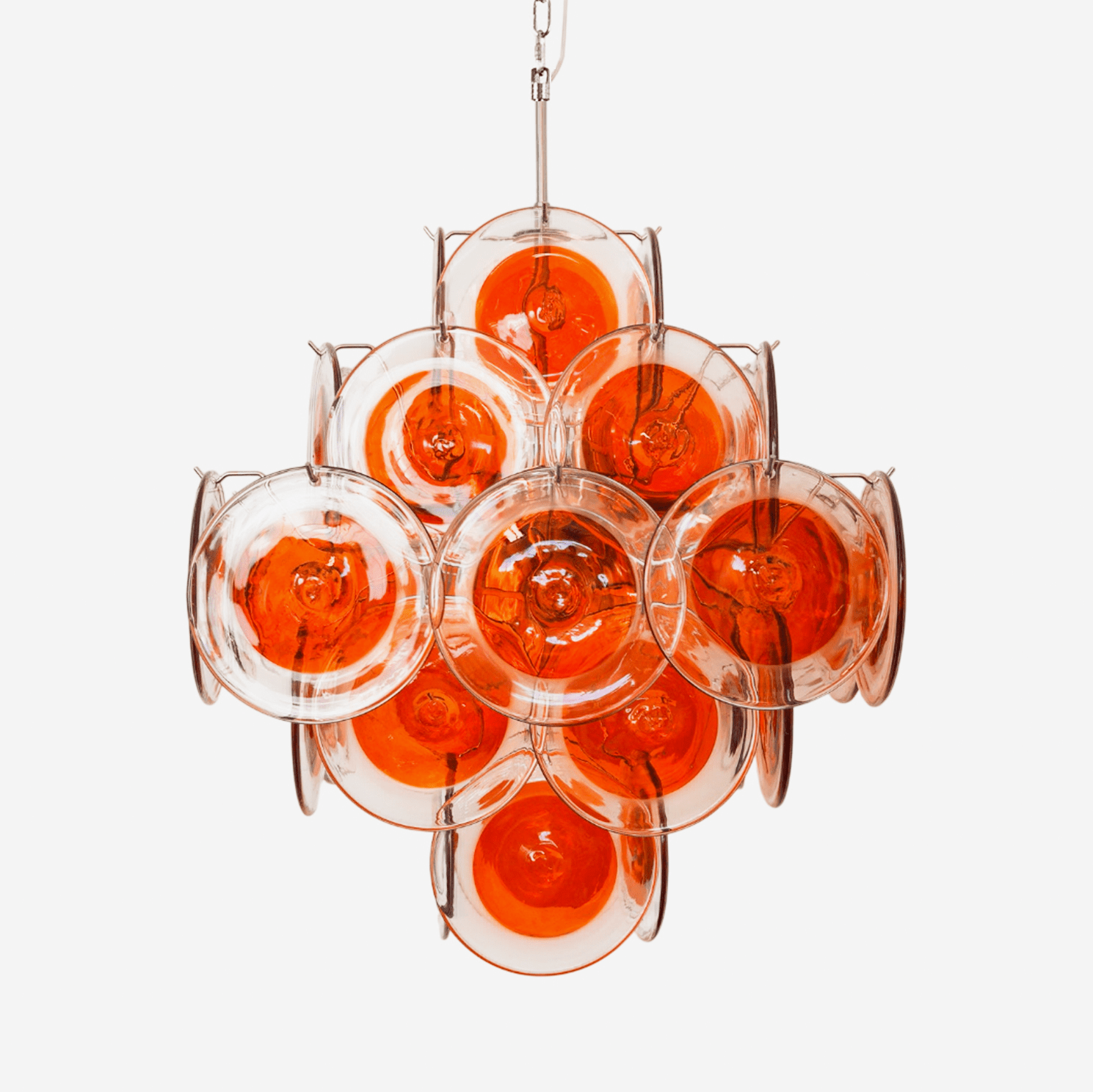 Aurora Chandelier Orange Murano Glass Disc Layered - Neutralighting