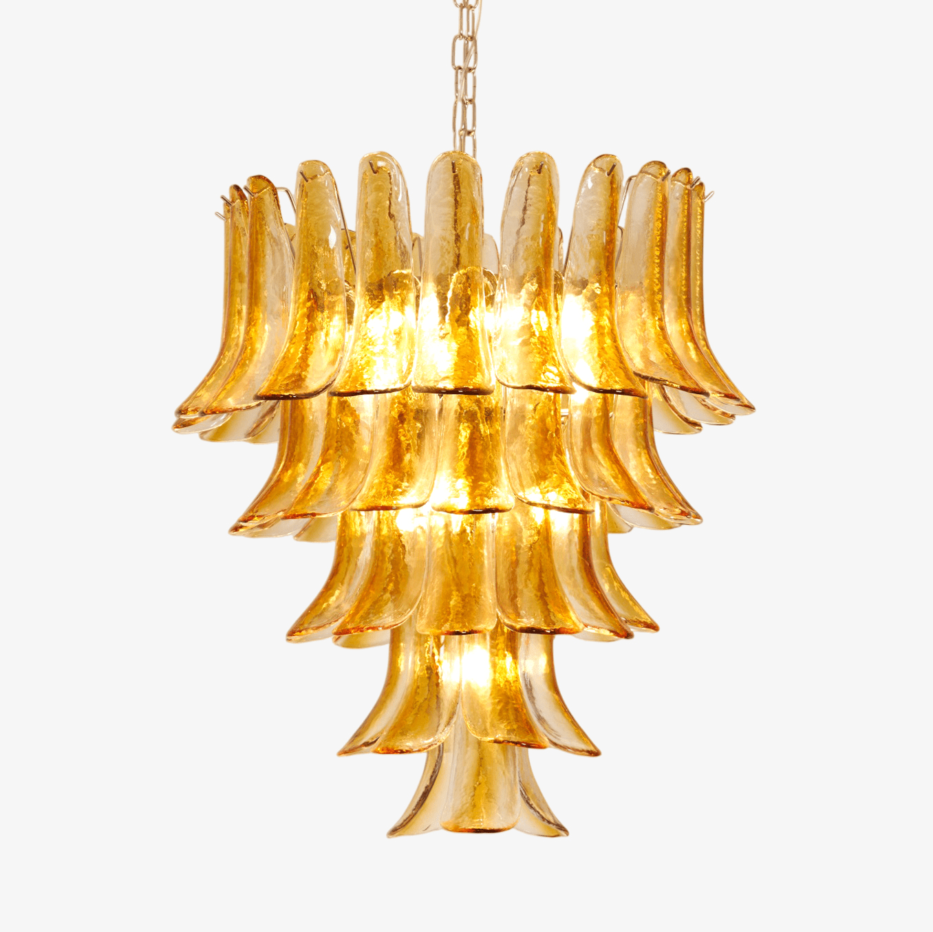 Aurora Chandelier Amber Lily Murano Glass Layered Centerpiece - Neutralighting