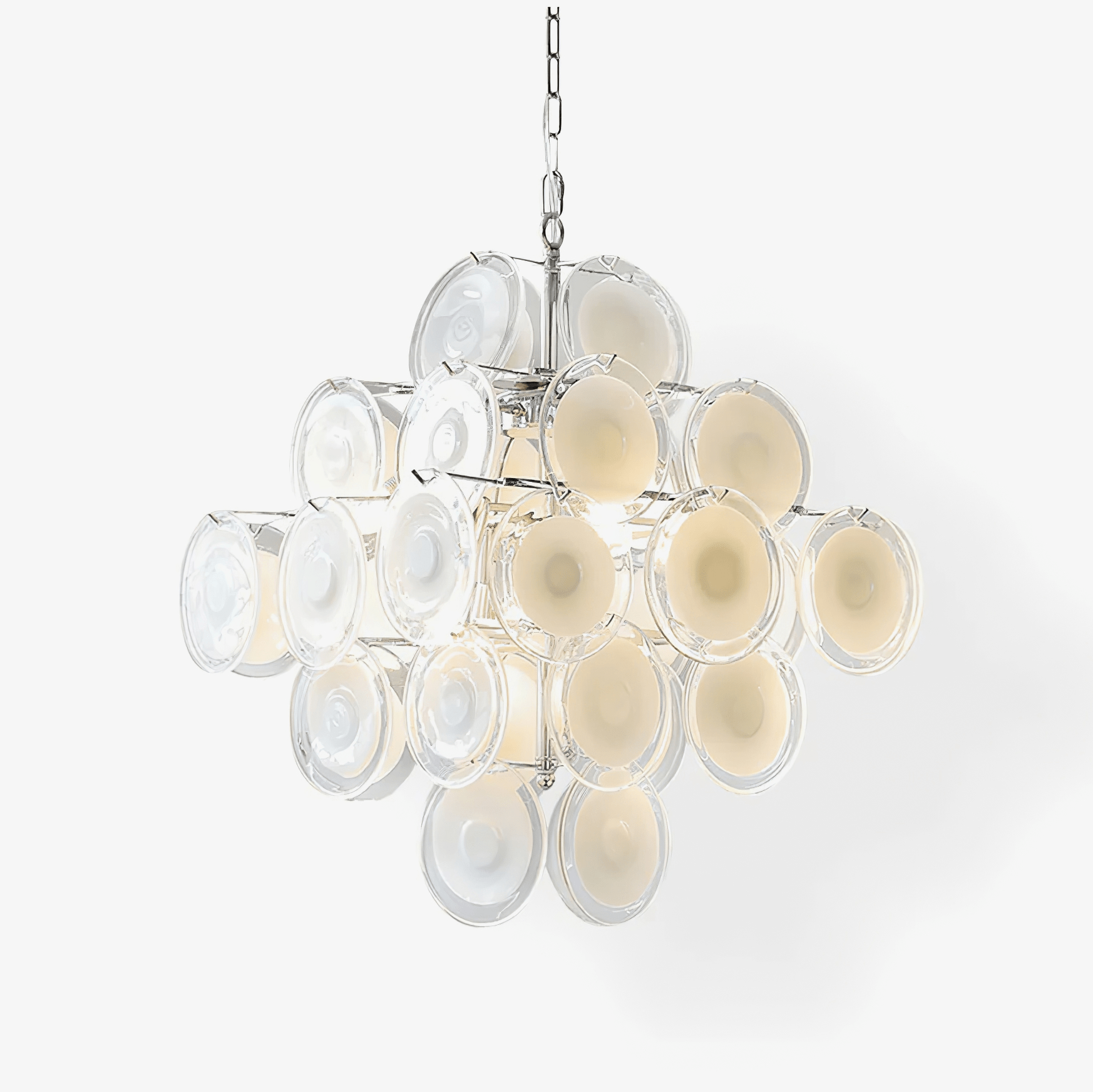 Aurora Chandelier White Murano Glass Discs Cluster - Neutralighting