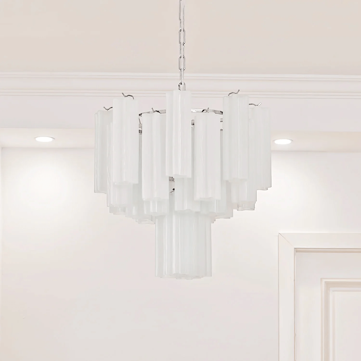 Aurora Chandelier Frosted Glass Tubes Layered Minimalist - Neutralighting