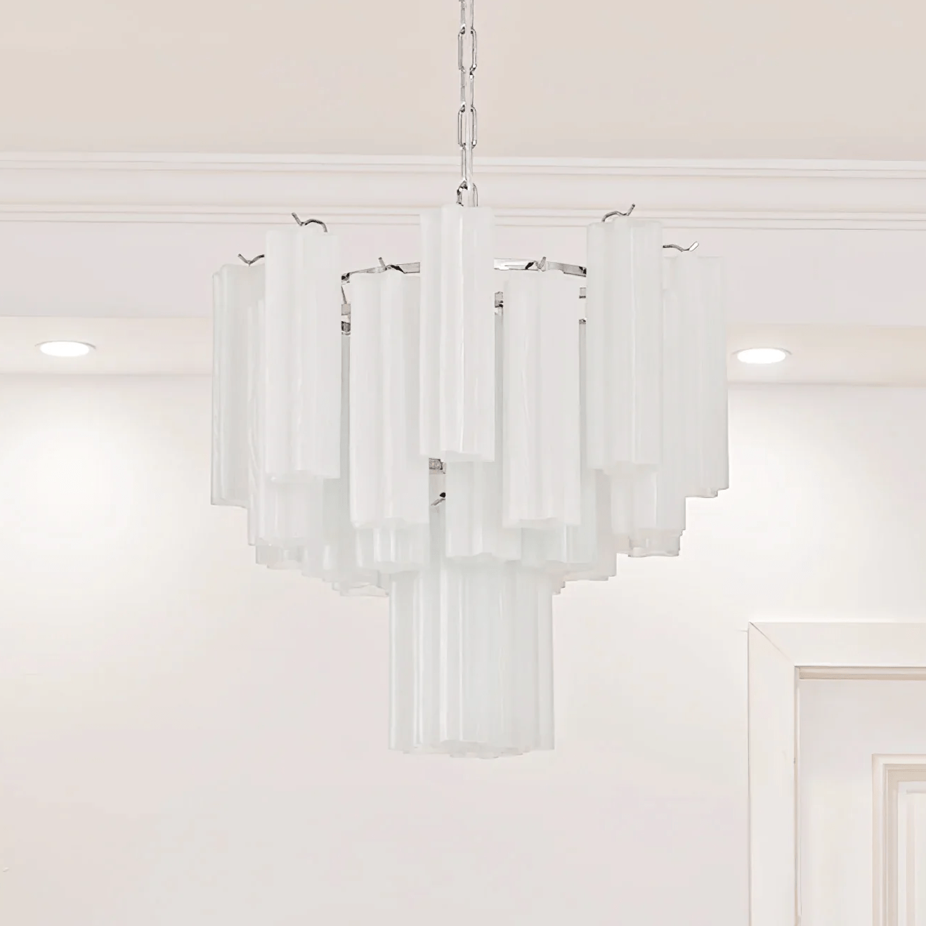 Aurora Chandelier Frosted Glass Tubes Layered Minimalist - Neutralighting