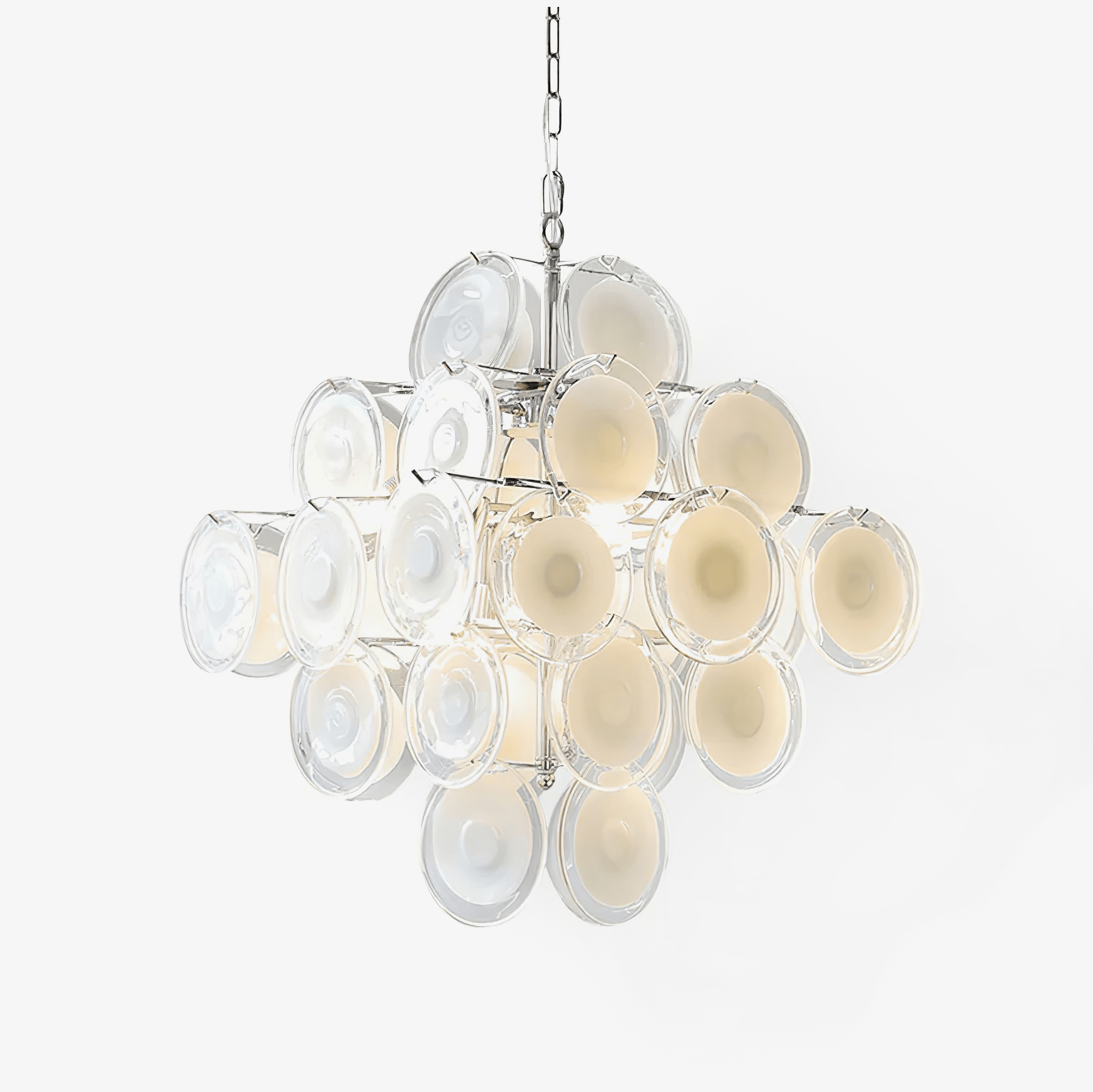 Aurora Chandelier White Murano Glass Discs Cluster - Neutralighting