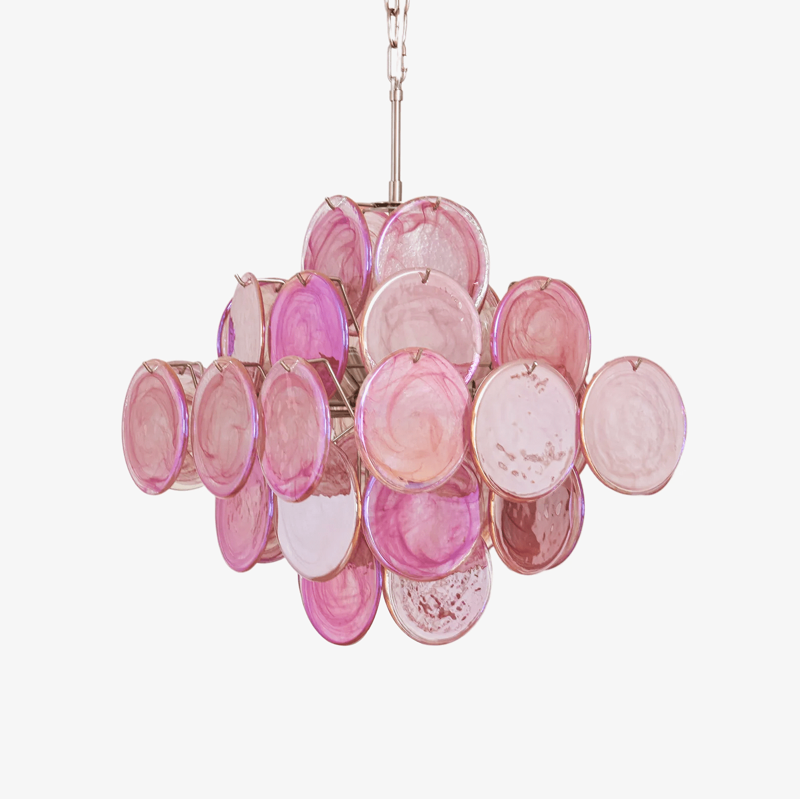 Aurora Chandelier Pink Glass Disc Layered Romantic - Neutralighting