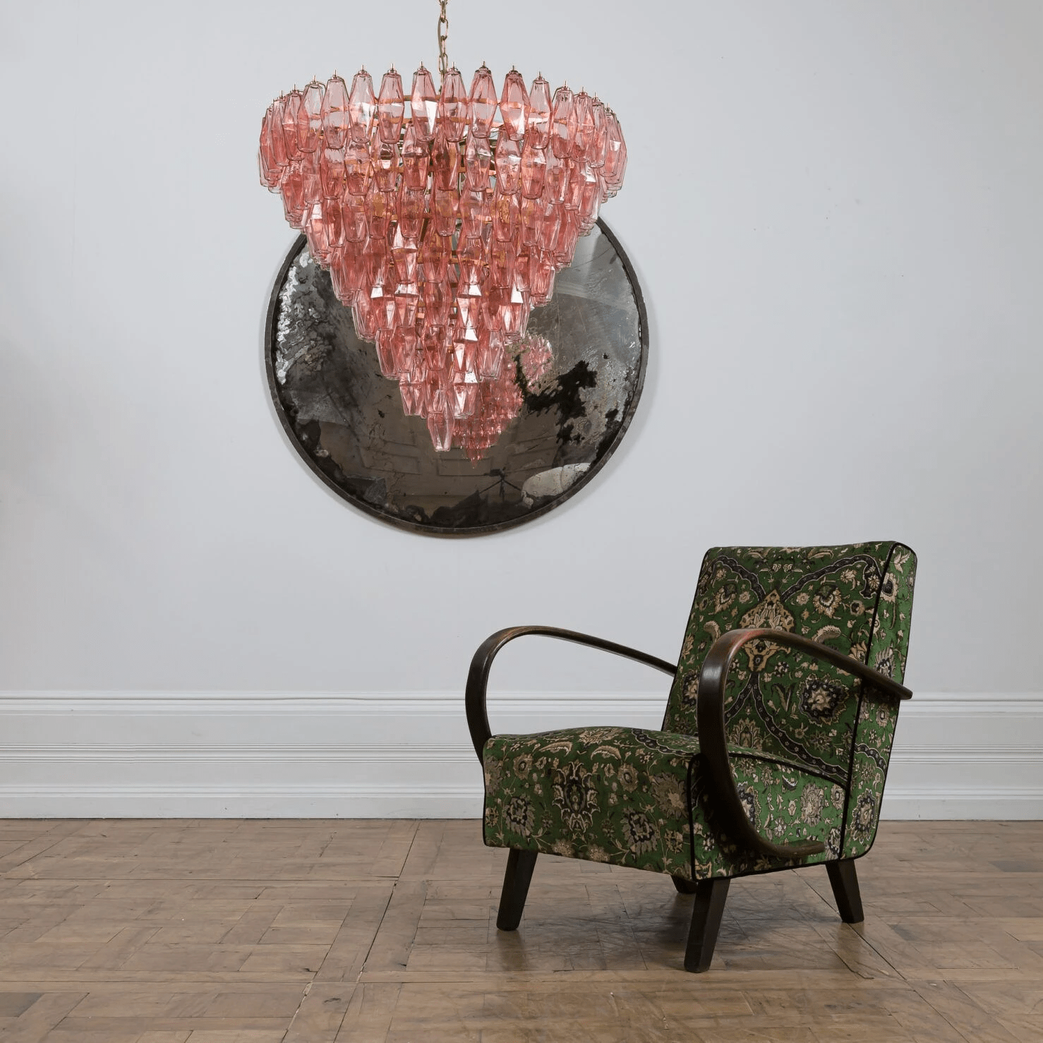 Aurora Chandelier Pink Faceted Glass Layered Vintage - Neutralighting