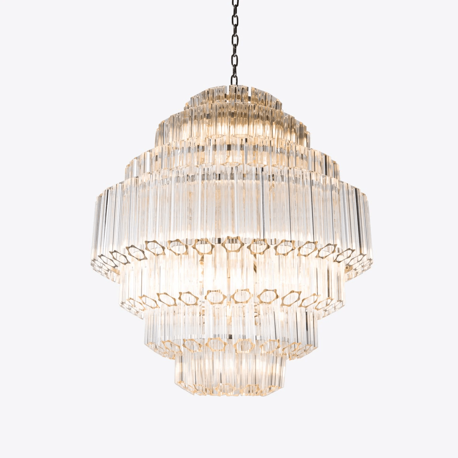 Aurora Chandelier Clear Glass Tube Layered Grande Vintage - Neutralighting