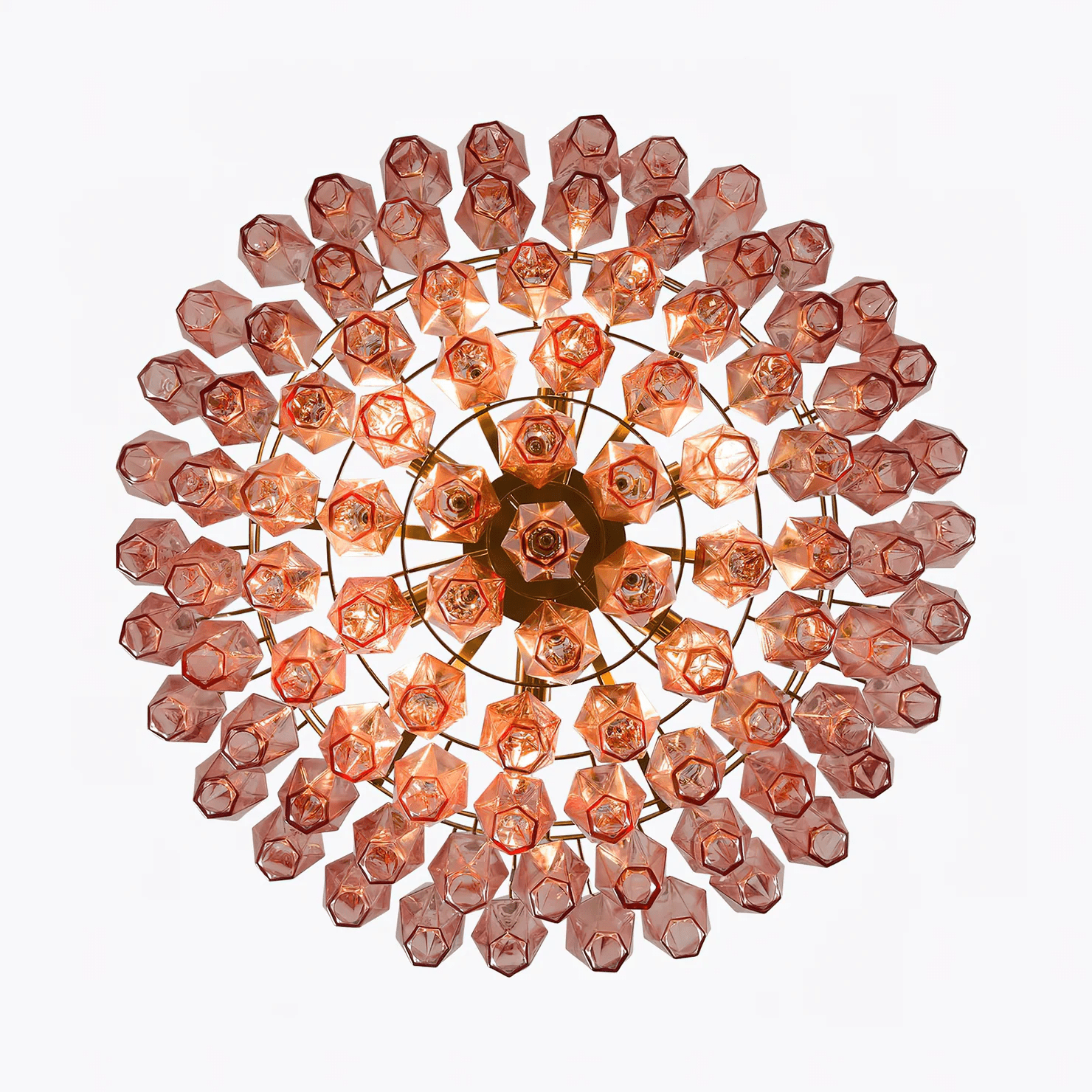 Aurora Chandelier Pink Polygon Glass Tiered Modern Artistic - Neutralighting