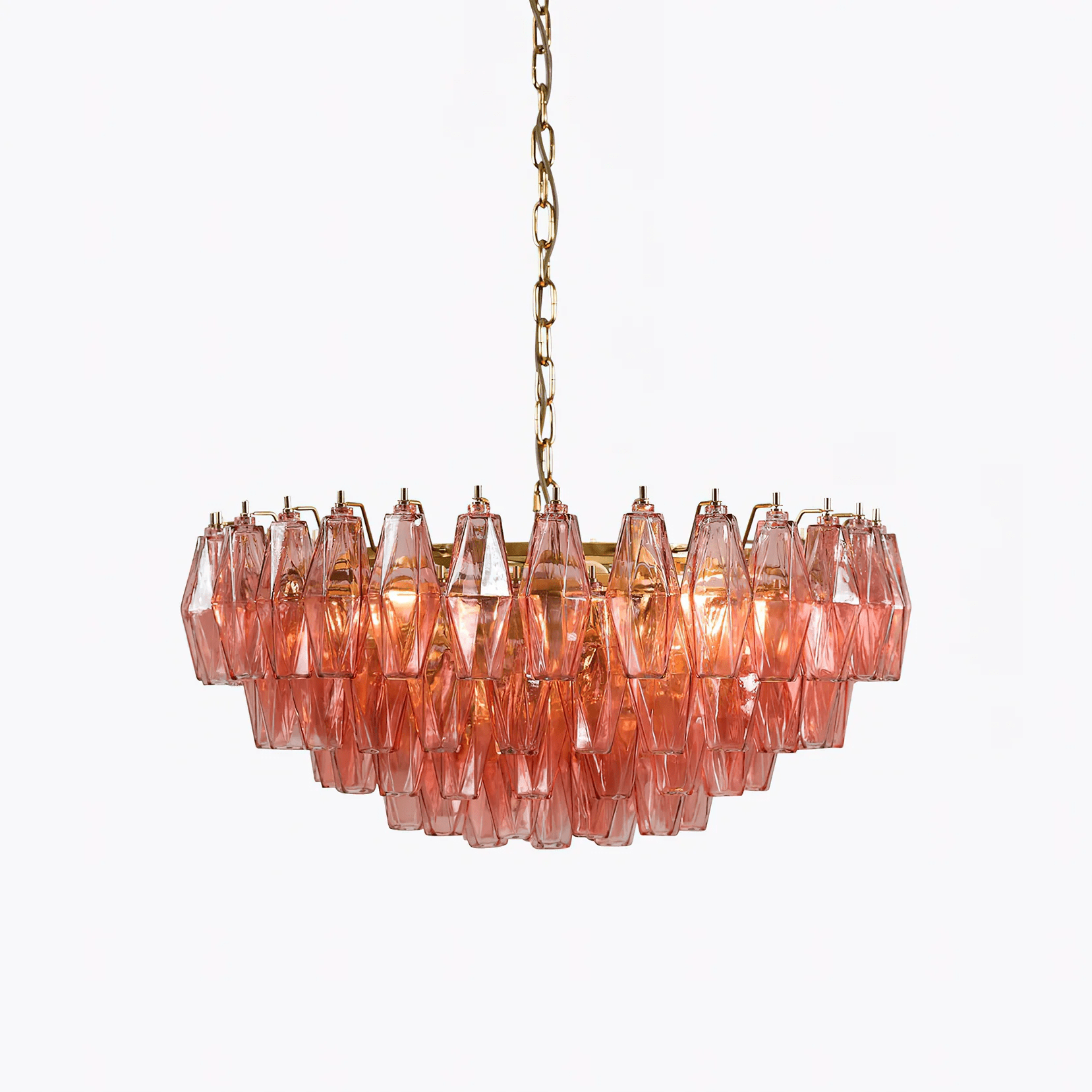 Aurora Chandelier Pink Polygon Glass Tiered Modern Artistic - Neutralighting