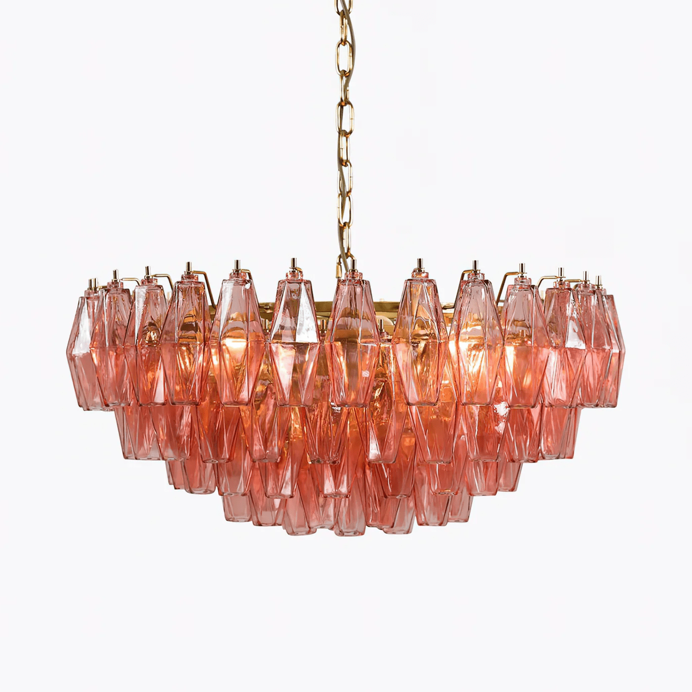 Aurora Chandelier Pink Polygon Glass Tiered Modern Artistic - Neutralighting
