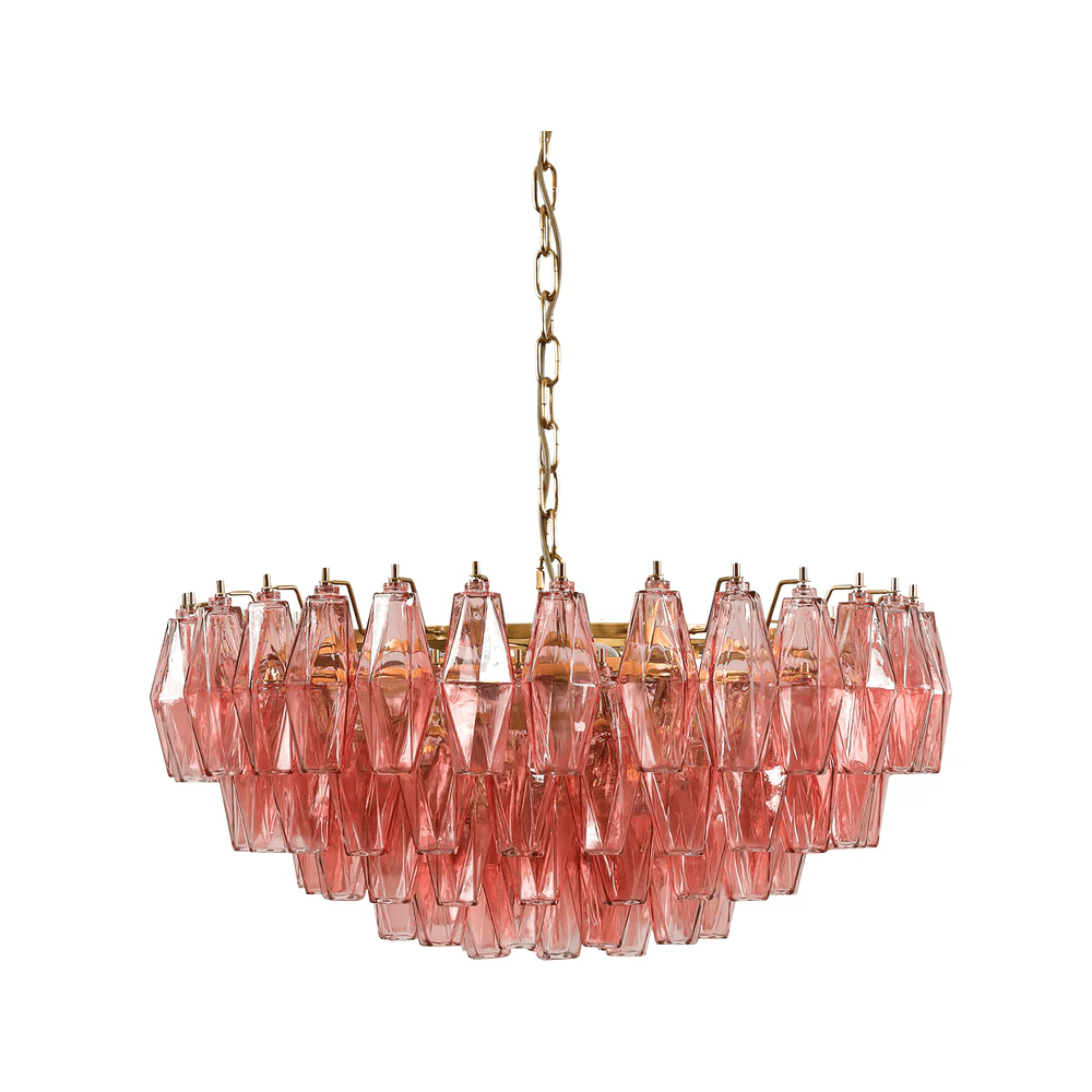 Aurora Chandelier Pink Polygon Glass Tiered Modern Artistic - Neutralighting