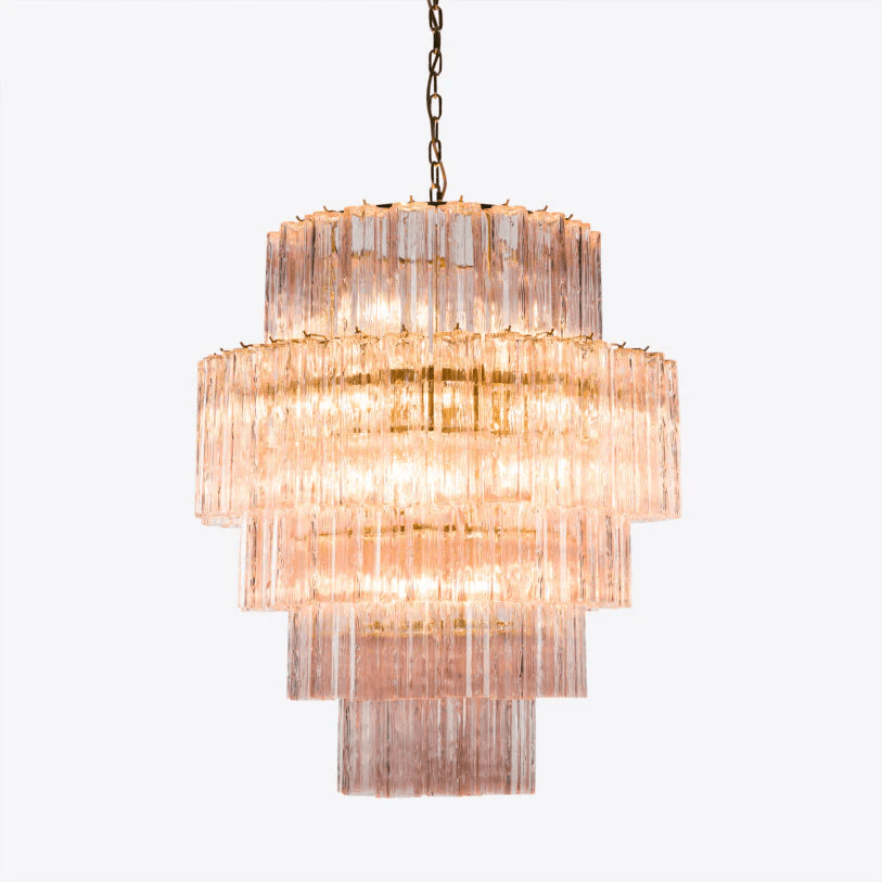 Aurora Chandelier Pink Prism Glass Layered Elegant - Neutralighting