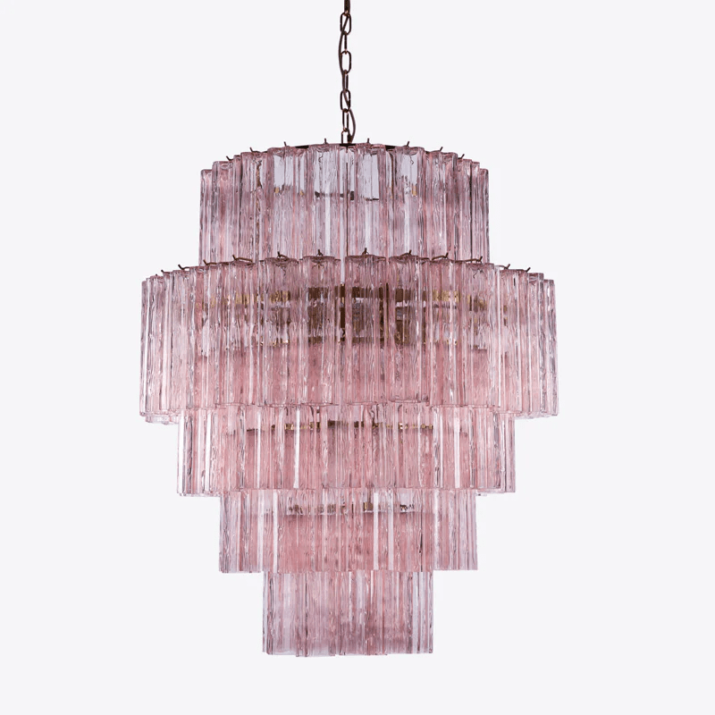 Aurora Chandelier Pink Prism Glass Layered Elegant - Neutralighting