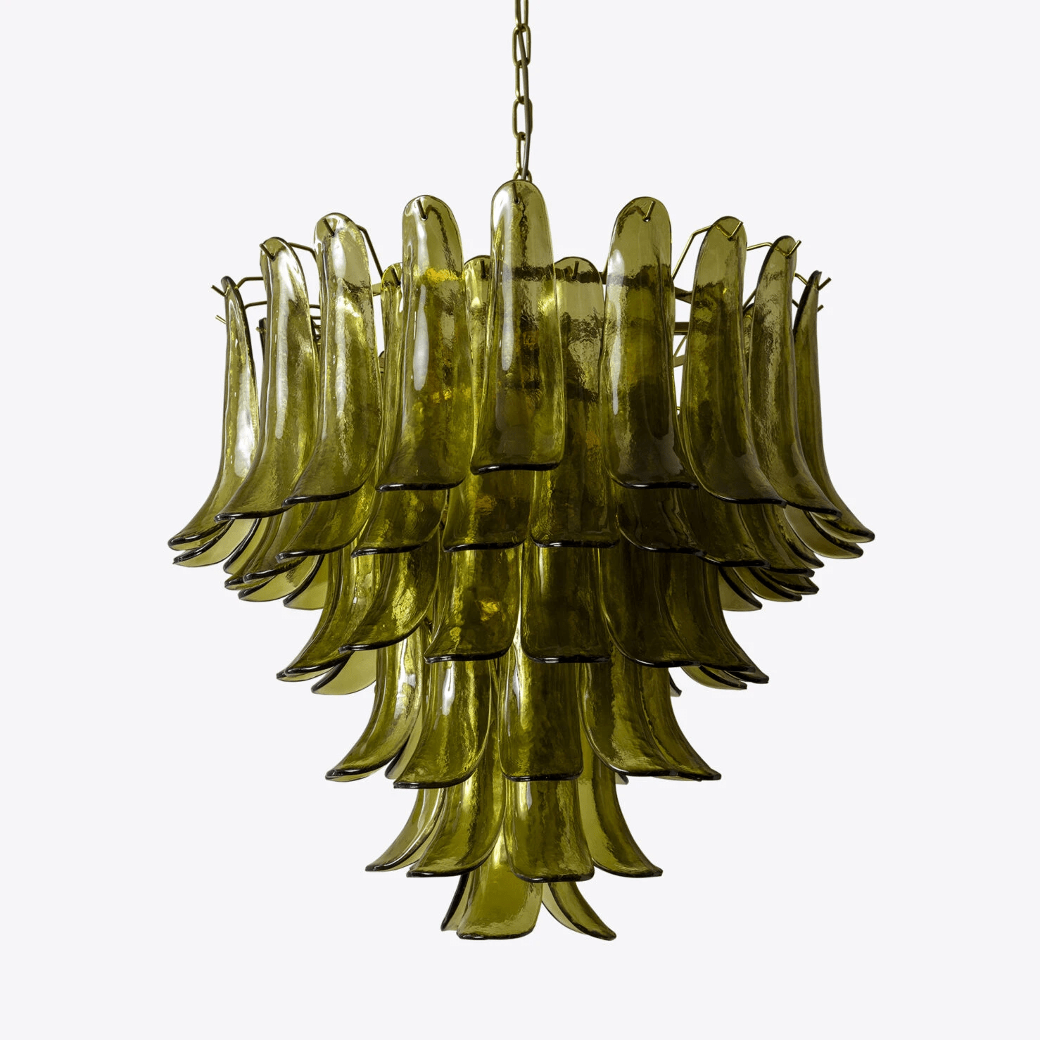 Aurora Chandelier Green Petal Glass Layered Natural - Neutralighting