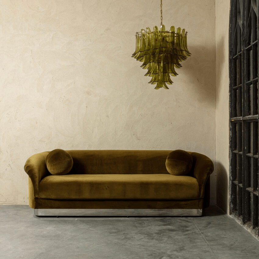 Aurora Chandelier Green Petal Glass Layered Natural - Neutralighting